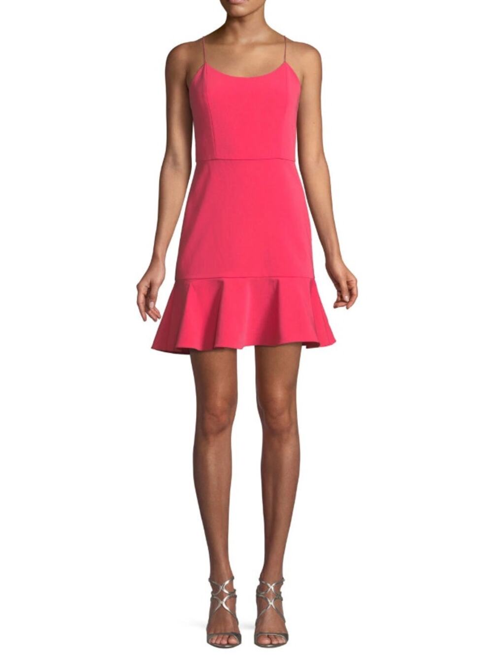 Alice and Olivia Andalasia Sleeveless Flounce-Hem Mini Dress Pink Size 2